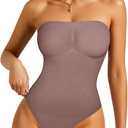 Irisnaya Strapless Shapewear Bodysuit for Women - Thong Bodysuit Tummy Control Tube Top Body Suits with Removable Strap (L)
