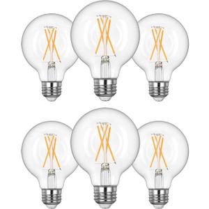 EDISHINE 6 Pack G25 Globe Light Bulbs, Dimmable Vintage LED Edison Bulbs, CRI90+ 5W Equivalent 60W, Clear LED Filament Vanity Light Bulbs, 2700K Warm White, 500LM, E26 Base, UL Listed EDISHINE 6 Pack G25 Globe Light Bulbs, Dimmable Vintage LED Edison Bulbs, CRI90+ 5W Equivalent 60W, Clear LED Filament Vanity Light Bulbs, 2700K Warm White, 500LM, E26 Base, UL Listed