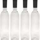 nicebottles Plastic Wine Bottles & Screw Caps, Clear, 750ml - Pack of 4