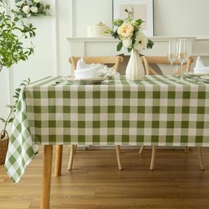 Waterproof Plaid Tablecloth Fabric - Oblong 52x70 Inch Classic Buffalo Tartan Table Cloth for Indoor/Outdoor Use - Washable Tabletop Cover for Dinner, BBQs, and Parties (Sage Green)