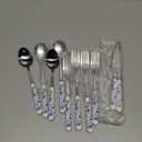 10 Pcs Chinoiserie Silverware Set Blue and White Porcelain Silverware Christmas Gift Stainless Steel Utensils Set with Ceramic Handle Includes Knives Forks Spoon High Tea Gift for Wedding