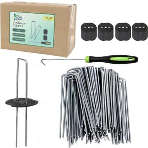 8 Inch Galvanized Steel Landscape Stakes - 50 Pack Heavy Duty U-Shaped Garden Stakes | Rust-Resistant Ground Anchors for Tent Windproof, Landscape Fabric, Lawn Camping, Outdoor DIY Projects