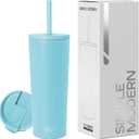 Simple Modern Insulated Tumbler with Lid and Straw | Iced Coffee Cup Reusable Stainless Steel Water Bottle Travel Mug | Gifts for Women Men Her Him | Classic Collection | 24oz | Nantucket Tides
