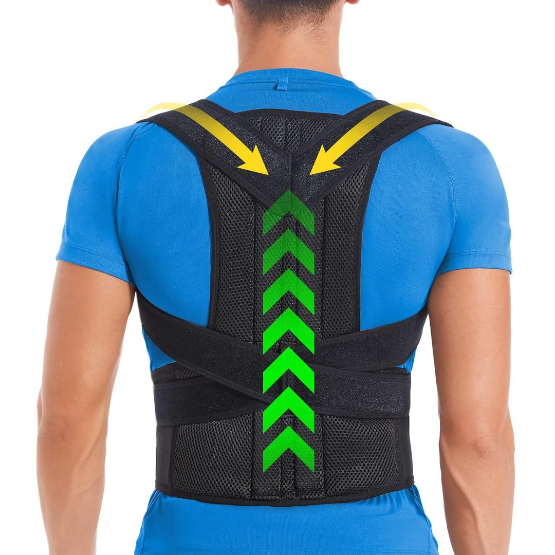 DIANMEI Back Brace Posture Corrector for Women and Men, Back Braces for Upper and Lower Back Pain Relief, Adjustable and Fully Back Support Improve Posture and Lumbar Support(XL, 39.5"-43" Waist)