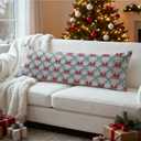 Mancheng-zi Vintage Red and Green Christmas 20x54 Body Pillow Cover Pillowcase with Zipper, Girly Christmas Decor, Coquette Red Bow Xmas Holly Berry Decorative Long Hug Pillow Cases for Bed Couch