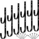 6 Pieces Pool Pole Hook Hanger Swimming Metal Brackets Pool Hook with 12 Pieces Screws for Telescopic Poles, Skimmers, Leaf Rakes, Net, Brush, Vacuum Hose, Garden and Pool Accessories (Black)