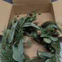 Pre Lit Christmas Wreath for Front Door Lighted Green Wreath Decorated with Pine Cones,Berry Clusters, Abundant Fit Branches 18 Christmas Wreaths for Windows Winter Wreath Hanging Wall Decor (18" Battery Powered #01)