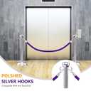 5 Feet Purple Velvet Hanging Ropes with Silver Polished Hooks Crowd Control Stanchion Ropes fit for Movie Theaters,Church,Restaurants,Hotels,Grand Openings, Concert venues, Trade Shows (2PCS)