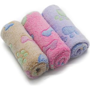 1 Pack 3 Puppy Blankets Super Soft Warm Sleep Mat Bone Print Cute Blanket Fluffy Premium Fleece Pet Blanket Flannel Throw Dog Blankets for Small Dogs Puppy Cat,Small(23"x15")