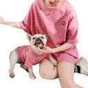 Matching Dog and Owner Clothes,Striped Dog Shirts for Small Medium Large Dogs Cats,Mama and Pet Shirts are Sold Separately(for Pets,Pet-Pink,Pet M-Bust 15.7")