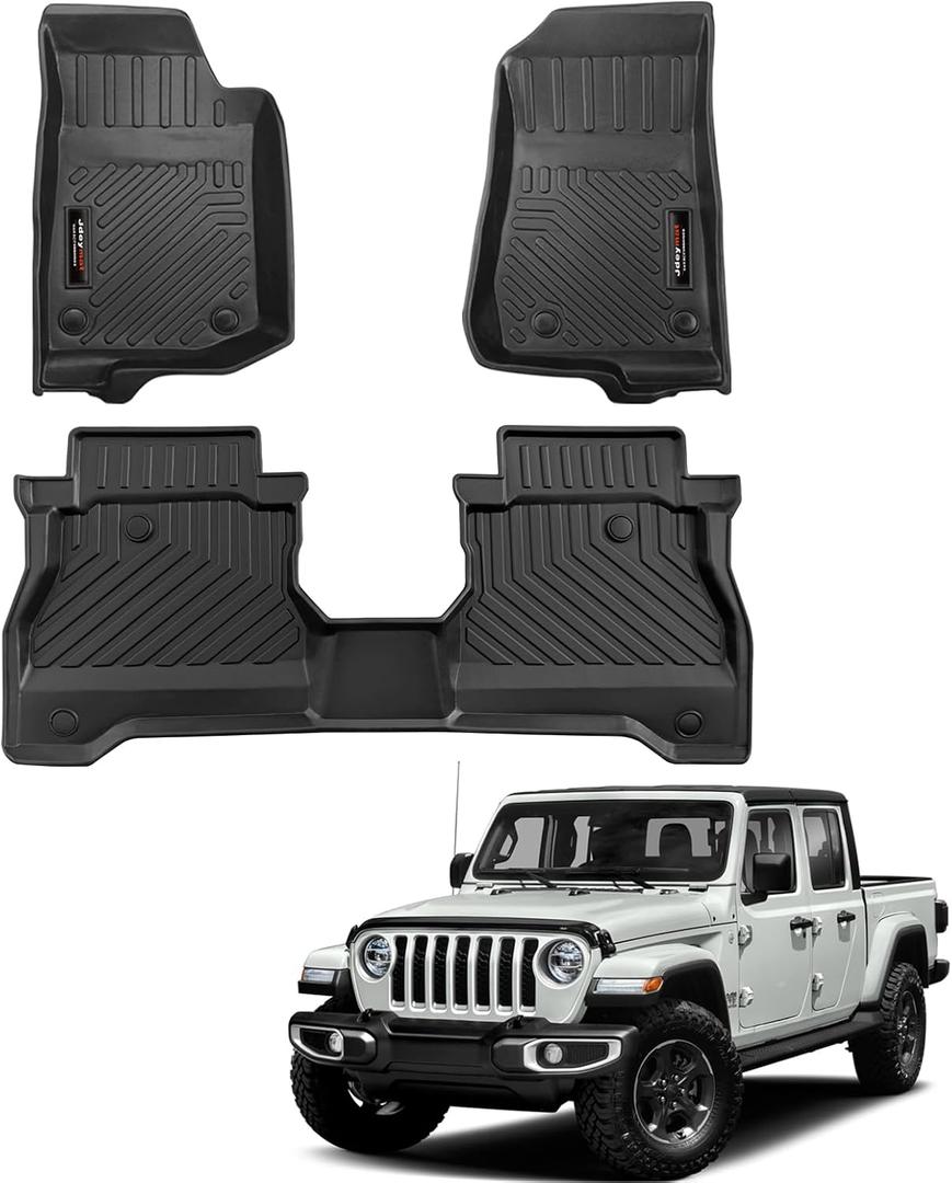 Custom for 2020-2025 2026 Jeep Gladiator JT Floor Mats 2 Rows All Weather Protection TPE for Jeep Gladiator Accessories (Floor Mats)