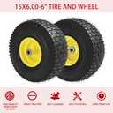 15x6.00-6 Lawn Mower Tires, Yellow Wheel,15x6-6 Front Tire -3" Offset Hub,3/4" Bushing Replacement for Craftsman/John Deere/Cub Cadet Riding Mowers,4 Ply Tubeless (2 PACK)