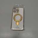 Fingic for iPhone 16 Pro Max Case[Full Camera Len Protector]with Magsafe with Invisible Stand Military Grade Drop Protection Cute Thin Fit Non-Yellowing Clear TPU Rugged Bumper Anti-scratch Case,Gold