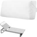 Headrest Pillow for Pool Chaise Lounge, Pool Lounge Pillows Outdoor with Elastic Band for Recliner and Pool Patio Chairs, Head Neck Support Pillow (White, 21.2x8.6x3.9)