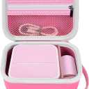 Sticker Printer Case for Anycash/for ETIKEZ PM290C/ for Nelko PM230/ for Memoking T02/ for Phomemo M02/ T02/ Q30S Mini Photo Printer. Holder for Label Maker, Thermal Paper, USB Cable (Box Only)-Pink