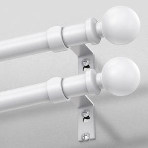 2 Pack White Curtain Rod 36-91 Inch, 1 Inch Adjustable Heavy Duty Curtain Rods for Windows, Decorative Modern Window Treatment Rods, Splicing Metal Drapery Pole, Easy Installation