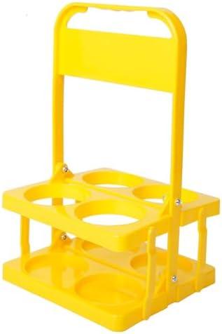 AIYoo Portable Plastic Drink Carrier,Reusable Beer Bottle Coffee Cup Holder,Beverage Cup Drink Caddy for Delivery,4 Holes Cup Holders with Handle for Catering Restaurant Travel Car,Yellow