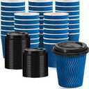 100Pack 8 oz Coffee Cups with Lids, Disposable Paper Coffee Cups with Lids, To Go Hot Cups for Hot and Cold Beverages (Navy