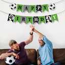 5 x Soccer Happy Birthday Banner, Football Theme Party Decoration for Boys, Girls, Kids, Baby Shower, Green and Black