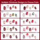 2 x Lavinda Christmas Semi Cured Gel Nail Strips, 20 Pcs Nails Stickers with Santa & Snowflake, Long-Lasting UV Gel Stickers, Easy to Apply for Home Nails DIY with 2 Prep Pads & Stick and 1 File (Snowpine)