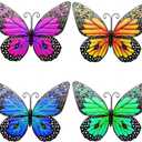 Metal Butterfly Wall Decor, Outdoor Wall Art Decor 3D Butterfly Wall Hanging Decor Sculpture Statue Fence Balcony Patio Living Room Garden Outdoor(4 Pack)