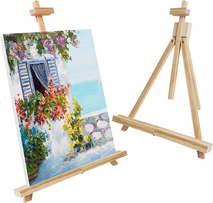 CONDA 25'' Folding Wooden Tabletop Easel for Painting, Hold Canvas up to 23 Inches, Portable A-Frame Artist Desktop Painting Stand, Photo Picture Sign Holder