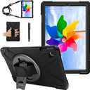 Case for Samsung Galaxy Tab S5e 10.5 2019 (SM-T720/T725/T727),Portable Heavy Duty Dropproof Protective Cover Case with 360 Rotating Stand,Handle & Shoulder Strap,Stylus Pen (New Black)