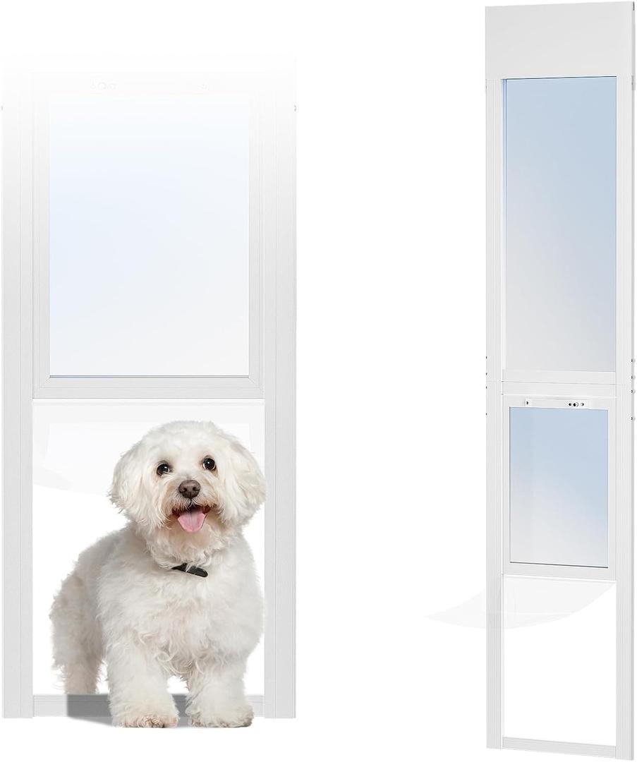Dog Door for Sliding Glass Door with Lock, Doggy Door for Sliding Glass Doors Small Dog Up to 80lb, Sliding Door Doggie Door Insert, Adjustable Height 68.90" to 74.80", No-Cut Required & Easy Set Up