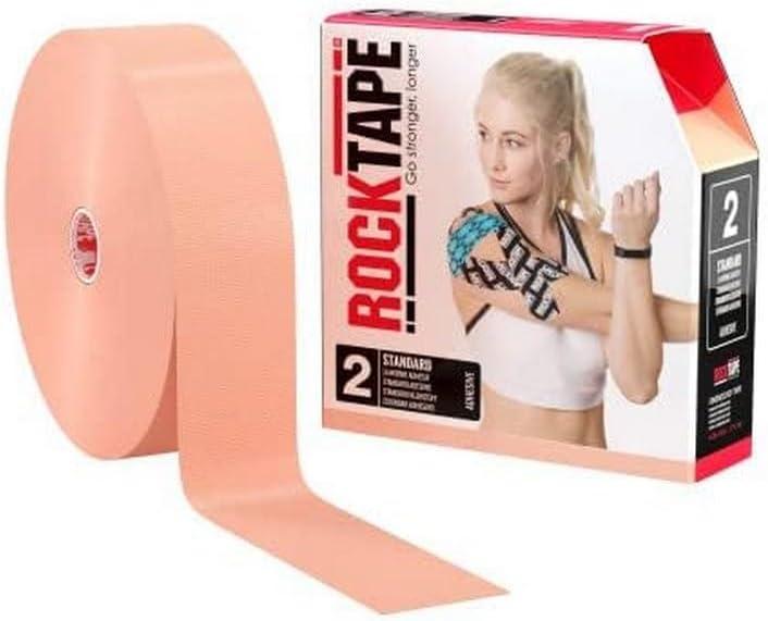 RockTape Extra Sticky Kinesiology Tape - Athletic Tape for Muscle Pain Relief, Injury Recovery - Microscopic Skin Lifting & Decompression - Sweat & Water Resistant (Beige)