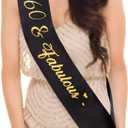60th Birthday Crown and Sash for Women,60 Birthday Gifts for Women,60th Party Decorations for Woman,60 & Fabulous Decorations Party Favors