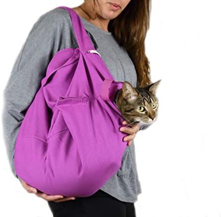 Cat-in-the-Bag Cozy Comfort Carrier - Small Lavender Cat Carrier Soft, Cat Restraint Bag and Cat Sling Carrier for Grooming, Vet Visits, Medication Administration, Dental Care, and Nail Trimming