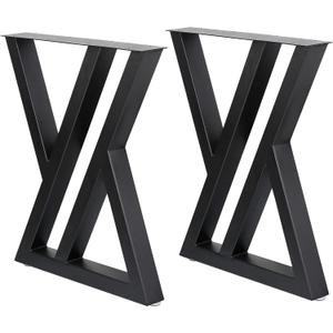Table Legs Metal 2 PCS, Black Steel Table Legs 28" H x 24" W, Heavy Duty and Stable for DIY Tables, Desks, and Bench
