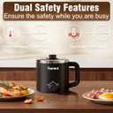 Topwit Hot Pot Electric with Steamer, 1.6L Ramen Cooker, Electric Pot for Pasta, Shabu-Shabu, Oatmeal, Soup and Egg, Portable Cooker with Dual Power Control, Dorm Room Essentials, Black