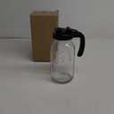 Glass Mason Jars Pitcher With Spout Lids 2 Quart Airtight Breastmilk Pitcher For Fridge Half Gallon Wide Mouth Water Jugs 64 Oz With Top Flip Cap for Cold Coffee, Ice Sun Tea,Lemonade Leakproof (Black)