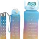 Motivational Water Bottle Set, 3 Pieces, 68/30/9 oz Capacity, Reusable Sports Bottles