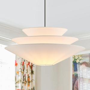24 Large Off White Linen Fabric Pendant Light 3-Layer Modern Chandelier Adjustable Industrial Pendant Lighting Fixtures for Kitchen Island Dining Room Entryway, UL Listed