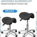 Saddle Stool with Wheels, Rolling Stool, Rolling Chair Ergonomic Swivel Rolling Chair with Hydraulic Lifting Height Adjustable Rolling for Office Medical Massage Salon Drafting(Black), 19.68-26.77 Inch Height 500lbs Capacity