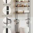Quikraen 4 Tier Over The Toilet Storage Shelf with 3 Adjustable Shelves, Space Saver Bathroom Organizer with 4 Hooks, Freestanding Above Toilet Rack for Restroom Laundry (Brown), 60*24*177cm