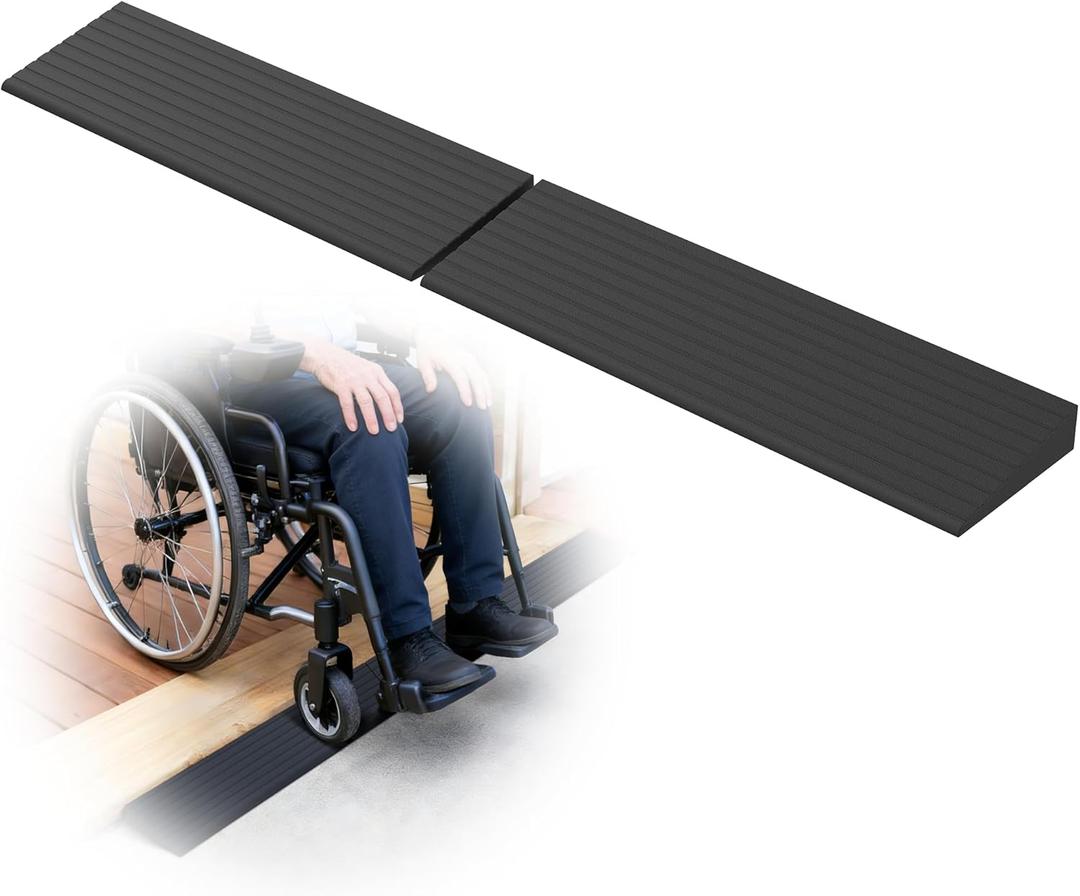 1" Rise Rubber Threshold Ramps for Doorways, 34" Wide Modular Wheelchair Ramp 2 PCS, Wheelchair Ramp, Access Ramps for Wheelchairs,Strollers,Sweepers,Bathrooms,Entryways,2000LBS Capacity