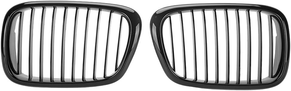 2PCS Front Kidney Grille Grill for BMW E39 | for BMW 528i 1997-2000 Base 2.8L L6 - Gas / 540i 1999-2003 Base 4.4L V8 - Gas | 4 Door Sedan | Glossy Black