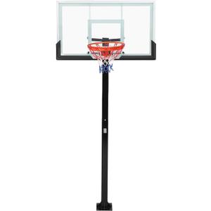 GarveeTech In Ground Basketball System Outdoor, 8-10 ft Quick Adjustable Basketball Hoop Goal with 55 in Shatterproof Tempered Glass Backboard