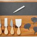 Juvale Wooden Cheese Charcuterie Board with Slate Inlay, 4-Piece Knife Set, 3 Signs (14 x 11 In, 9 Pieces)