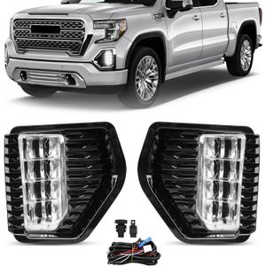 Fog Lights - LED Fog Lamps Assembly Compatible with 2019 2020 2021 2022 GMC Sierra 1500 - Front Bumper Driving Fog Light Replacement for 23243505, 23243506, 23243489, and 23243488 with Wires & Switch