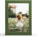 12x16 Picture Frame with Mat for 11x14, Wavy Edge Wooden Real Glass Photo Frame for Wall Hanging, Green, 1 Pack