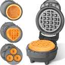 Baker's Friend 4 in 1 Mini Waffle Maker with Removable Plates, A Set of Mini Pancake Maker, Mini Donut Maker, Mini Heart Shape Waffle Maker and Small Waffle Maker, Recipe Included, Graphite, Compact