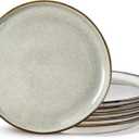 AmorArc Ceramic Plates Set of 6, 8.5 Inch Handmade Reactive Glaze Stoneware Plates set for Dessert, Salad, Appetizer,Dinner, Microwave & Dishwasher Safe, Scratch Resistant (Green Wheat)