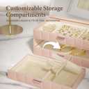 VUSIGN Jewelry Box for Women, 3 Layer Jewelry Organizer with Mirror, Jewelry Storage Case with Removable Pad, Customizable Jewelry Boxes for Rings Earrings Necklaces, Pink