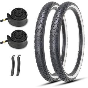 MOHEGIA 24/26 Inch Cruiser Bike Tires Set: 24x2.125/26x2.125 Inch Classic Folding Bicycle Tires,and Pair Inner Tubes with Tire Levers for Beach Cruiser City Bikes