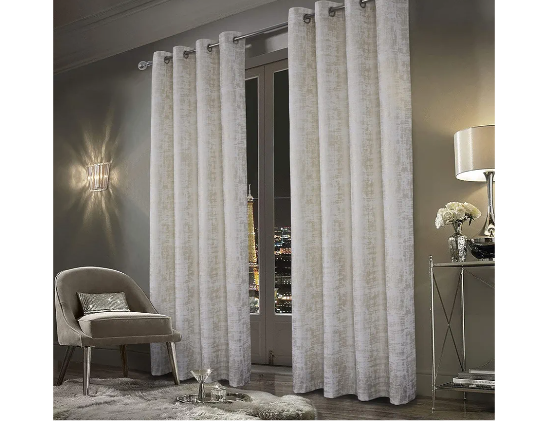 always4u 100% Blackout Soft Velvet Curtains for Bedroom Living Room Thermal Energy Saving 84 Inches Long Luxury Gold Foil Print Drapes 2 Panels White