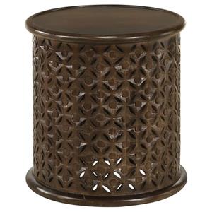 Coaster Krish 18-inch Round Coastal Wood Accent Table Dark Brown